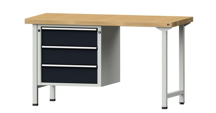 1082078650 Combination workbench 1500x700x850 mm model 706V beech solid plate RAL7035/7016