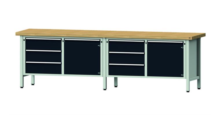 1082076600 Cabinet workbench model 106 V beech solid plate height 850 mm RAL 7035/7016