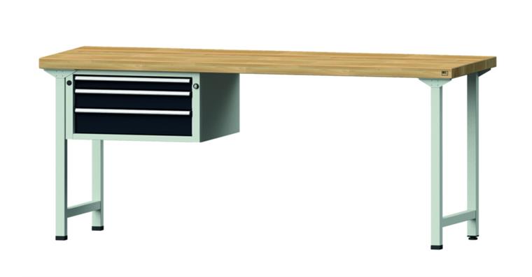 Combination workbench 2000x700x850mm model 522V beech solid plate RAL7035/7016