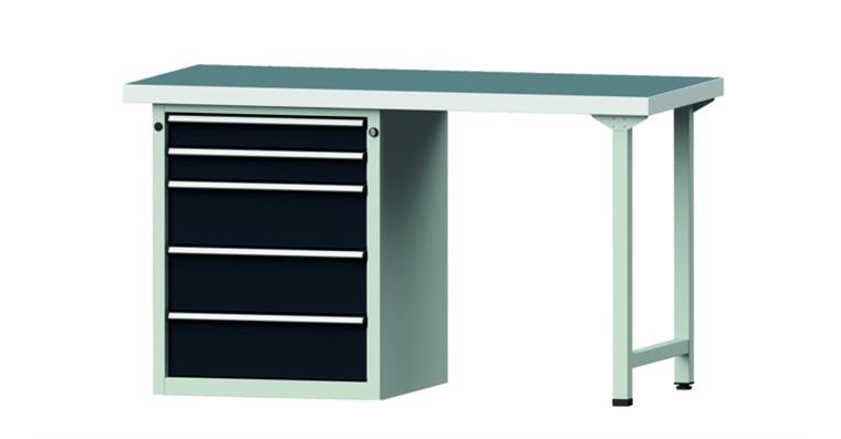 1082078671 Kombiwerkbank 1500x700x850mm Modell 810V Universal-Platte RAL7035/7016