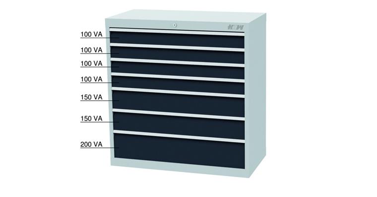1084720305 Drawer tool cabinet 7 drawers full-extension slide 100 %/75 kg RAL 7035/7016