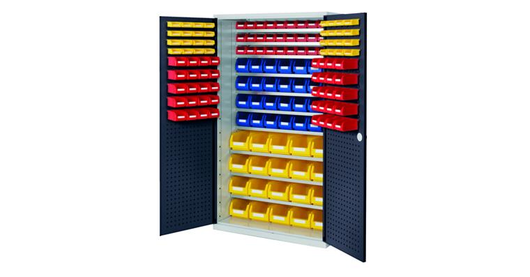 Large cabinet H1950xW1130xD590 mm 150boxes 10 shelves RAL 7035/7016