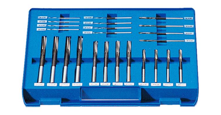ATORN 1/100 machine reamer set, HSSE, DIN 212, 0.98 - 5.02 mm, 0 - 0.003 mm
