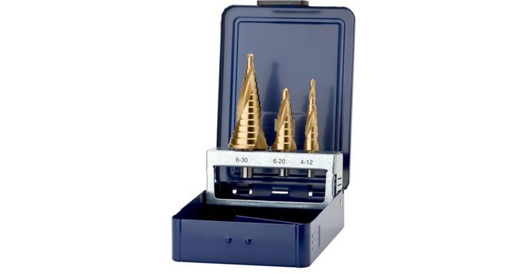 ATORN stepped drill bit set HSS TiN, with twists, type 1.0/2.0/3.0