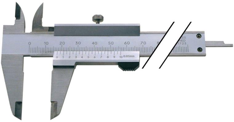 ATORN Messschieber INOX 150 mm mit Feststellschraube und flachem Tiefenmessstab