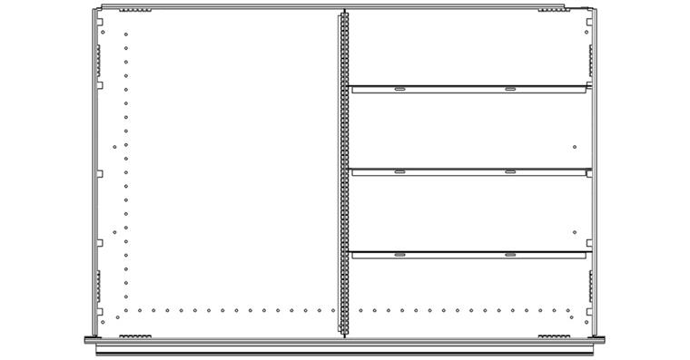 Schubladeneinteilungsset 5 Fächer Höhe 120 bis 360 mm Breite 1022 mm Serie DBG