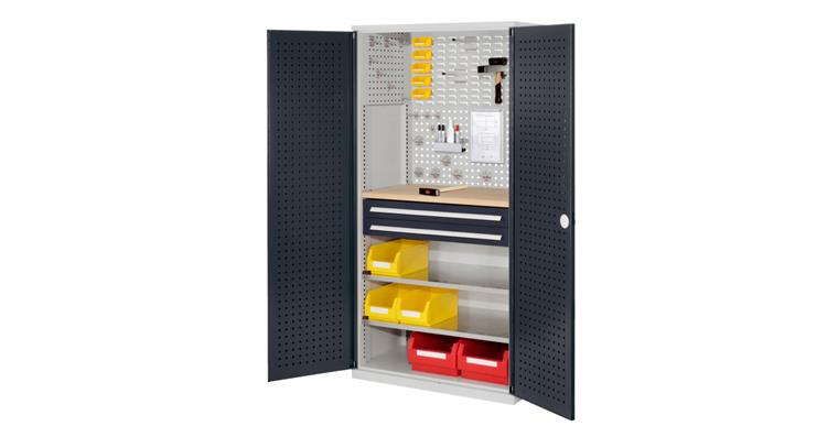 Cabinet with perforated panel door, MOD.6, 7035/7016