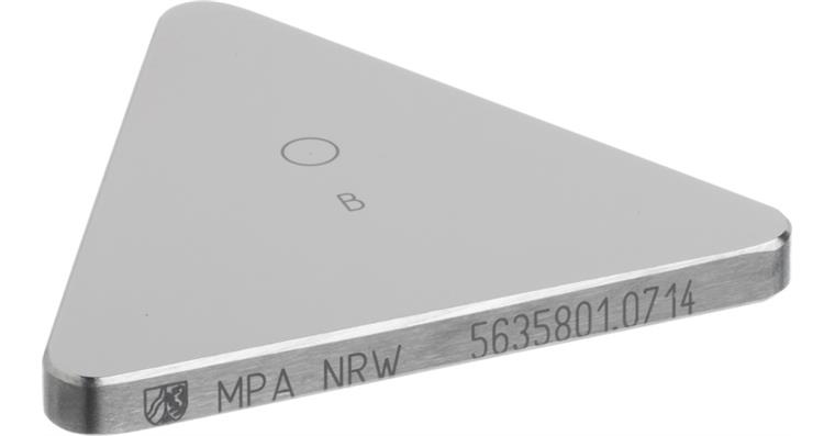 ATORN hardness reference plate 250 HBW 2.5/187.5 N 70x70x70x6 mm, tri, Brinell