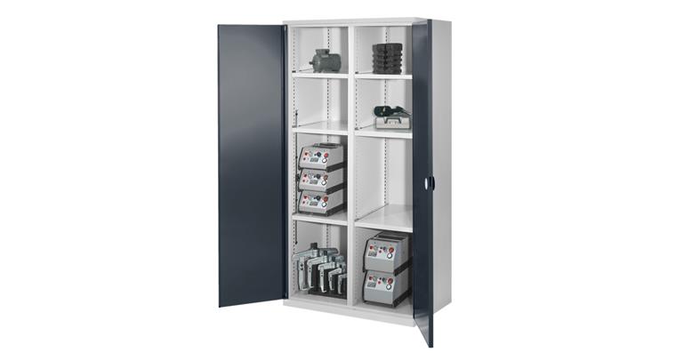 Heavy-duty cab. H1950xW1000xD600mm 4 shelves with sld sh metal doors 7035/7016