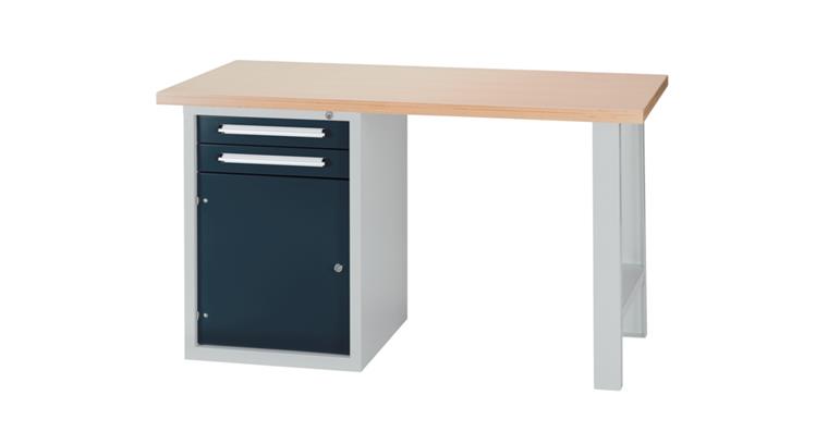 Kombi-Werkbank Serie DB B1500 x T750 x H840mm RAL7035/7016 1 x Tür 2 x Schublade