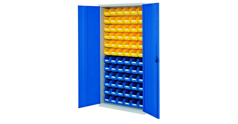Schlitzplattenschrank 72 Kästen H1950 x B1000 x T410 mm RAL 5010/7035
