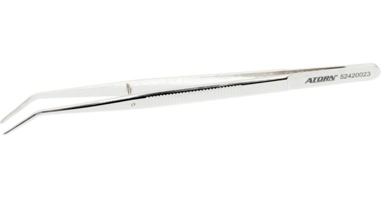 ATORN Pinzette vernickelt 155 mm spitz gebogen mit Stift