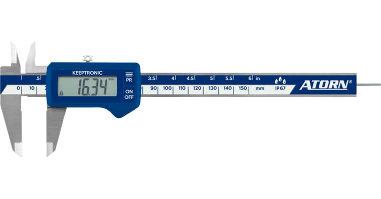 ATORN Messschieber IP67 elektronisch 150 mm Tiefenmaß flach