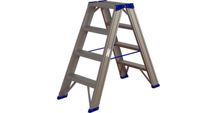 ATORN aluminium step ladder 2x 4 steps on both sides 85 mm deep steps