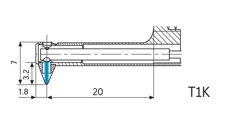 T1K 5 µ 90° probe for Waveline W5+W10+W20
