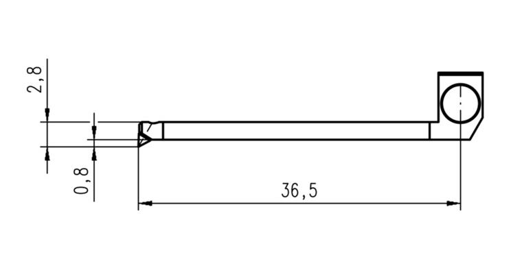 Angled probe, stamped tip for roughness measuring device cat. no. 33933 101