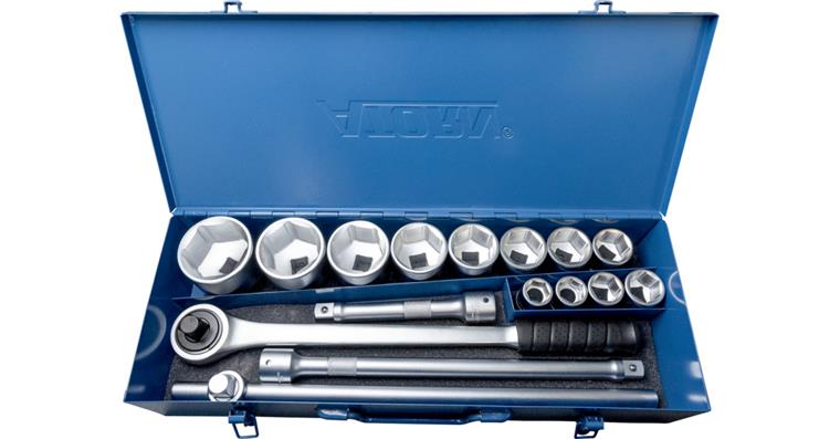 ATORN 3/4 inch hexagon socket set, 16 pieces, in metal case