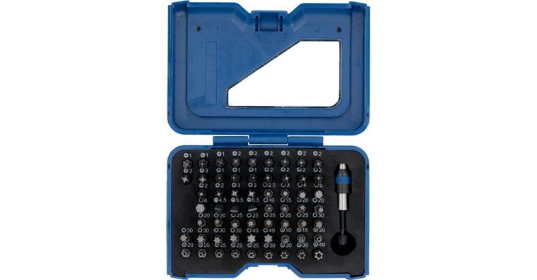 ATORN Bitbox 61-teilg,Schlitz PH,PZ,Innensechskant, TX, TX mit Bohrung, Halter