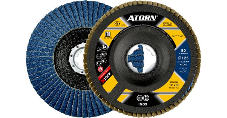 ATORN Schleiflamellenteller X-LOCK 125 mm, Zirkon, Korn 80, Form: schräg