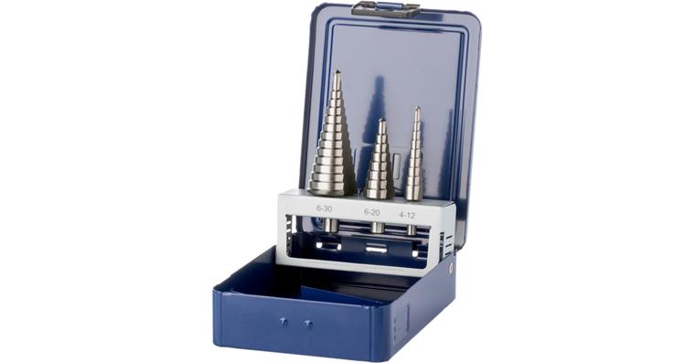 ATORN stepped drill bit set HSS, uncoated, straight groove, type 1.0/2.0/3.0