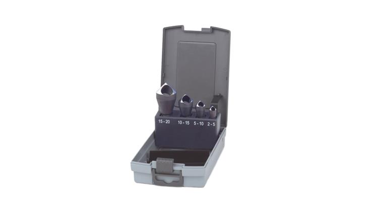 LIZZARD Kegel- und Entgratsenker-Satz 4tlg. 90° zyl. HSS Ø 2-20mm in Kunststoff-Kassette