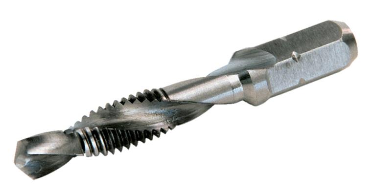 LIZZARD Kombi-Gewindebohrer M 1/4-Zoll-Bit-Sechskantschaft DIN 3126 1xD HSS M4