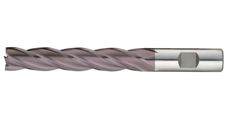 End mill, extra-long, type N, straight face, cyl. HSS+TiALN 6 x 100 mm