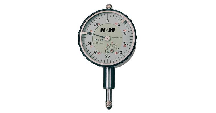 Small dial gauge shock-resistant reading 0,01 mm DIN 878 MR 5 mm dia. 40 mm