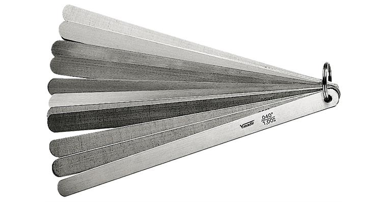 Feeler gauge spring steel cyl. on ring 20 blades L=200 mm 0.1-2 mm