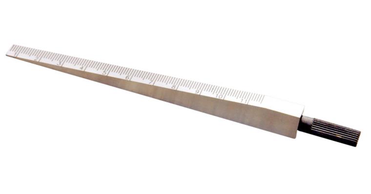 Measuring wedge made of steel brushed chromium-plated, meas. range 0.5-11.0 mm