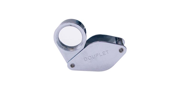 Folding pocket magnifier, 2 lenses, magnification 20x, lens dia. 21mm, chr.-pltd