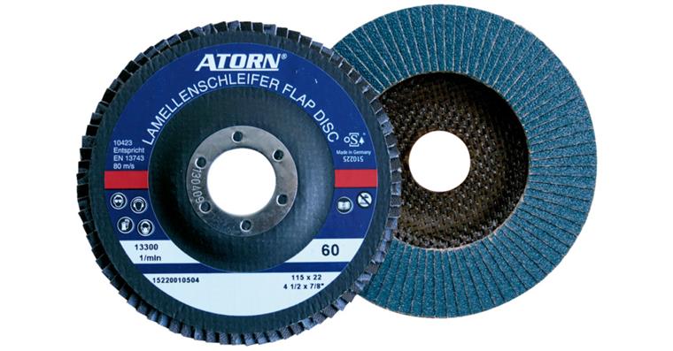 ATORN Schleiflamellenteller 115mm Korn 40 schräg 6 Grad Träger aus Glasgewebe