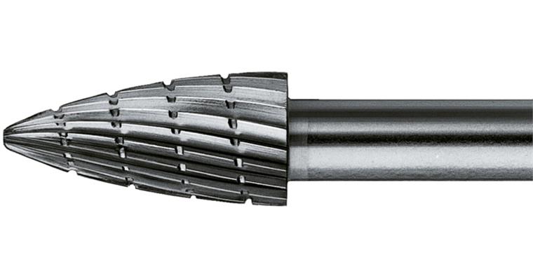 HSS bur ogival (SPG) sh. dia. 6 mm serr. 3 head dia.xlength 6x18mm