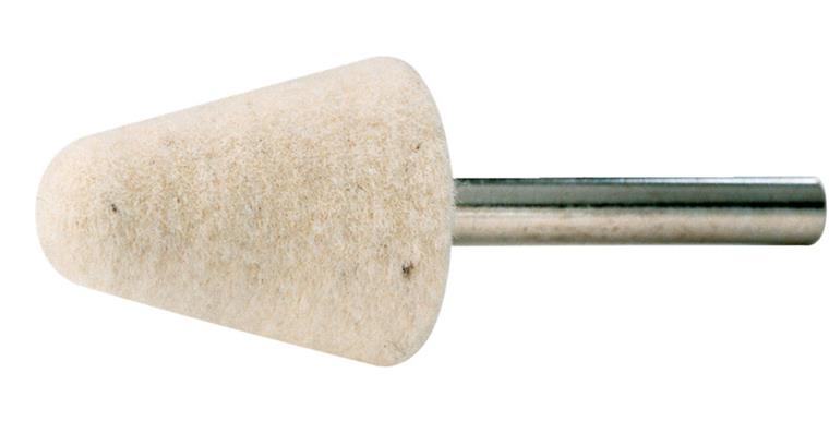 Rundkegel Filz-Polierstift Schaft-Ø 6 mm ØxLänge 25x30 mm