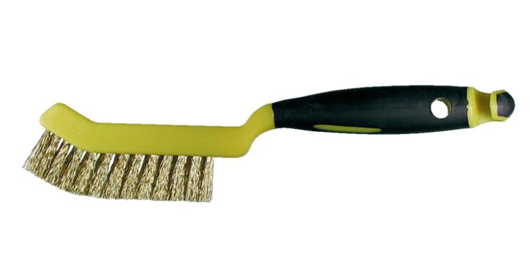 Brake calliper brushes crimped brass wire 2-row plastic handle 245 mm