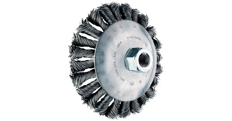 Kegelbürste Ø 100 mm, INOX-Draht 0,35 mm, Gewinde M14, Drahtnutzlänge 22 mm