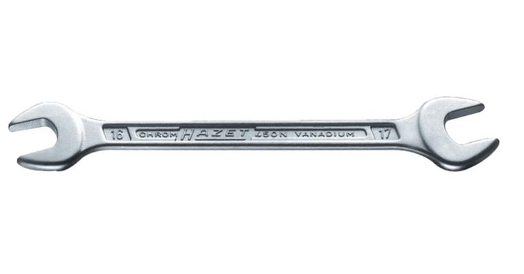 Double open-end wrench 15° DIN 3110 CV steel AF 21x23 mm