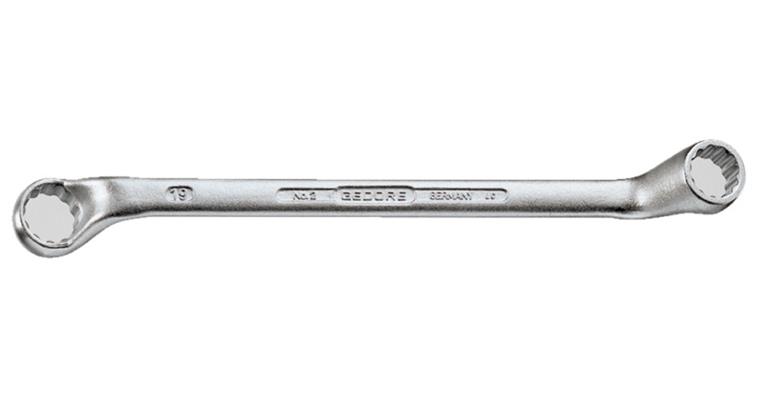 Gekröpfter Ringschlüssel DIN 838 CV-Stahl SW 24x27 mm mit UD-Profil