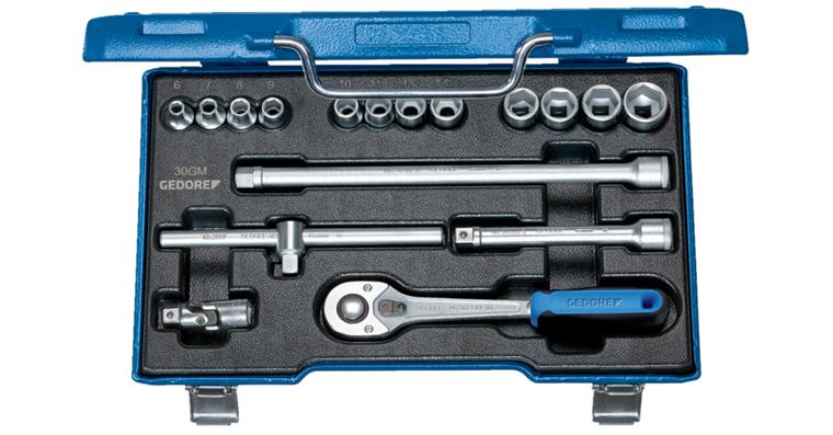 3/8 inch hexagon socket set 17 pieces AF 6-19 mm in box