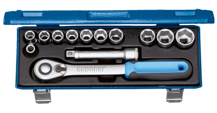 1051328201 Hexagon socket set 1/2 inch 13 pieces AF 10-24 mm in blue sheet steel box