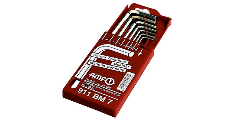Hexagon pin wrench set DIN 911 CV steel 7 pieces AF 2-8 mm in sliding box