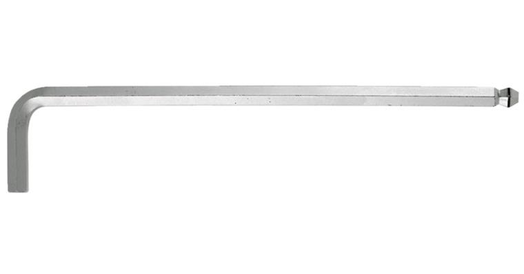 Long hexagon ball head pin wrench with retaining ring CV steel AF 6 mm