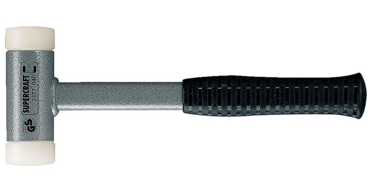 Recoil-free soft-face hammer steel handle nylon heads dia. 25 mm