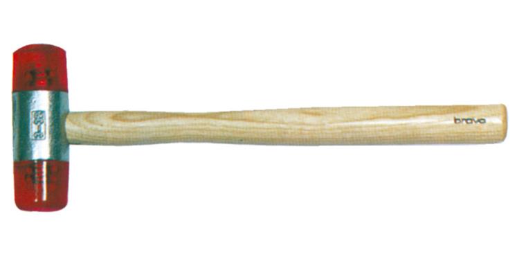 Plastic hammer head dia. 60 mm length 370 mm weight 1,400 g, polished ash handle