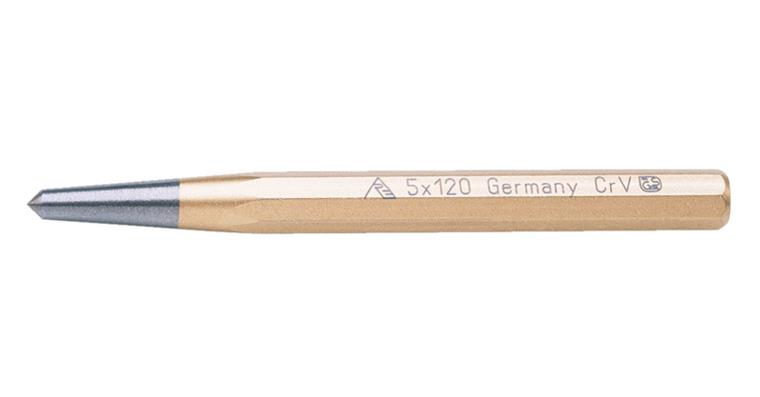 Octagonal centre punch DIN 7250 hammer head hardened CV steel tip dia. 5x150 mm