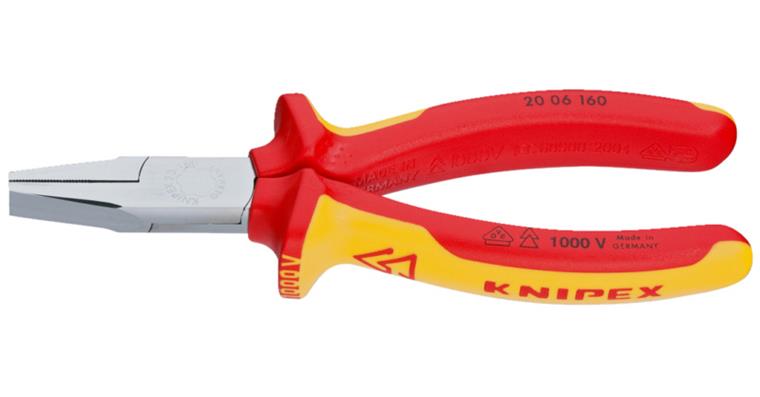 VDE flat-nose pliers 160 mm special tool steel, handles with slip guard