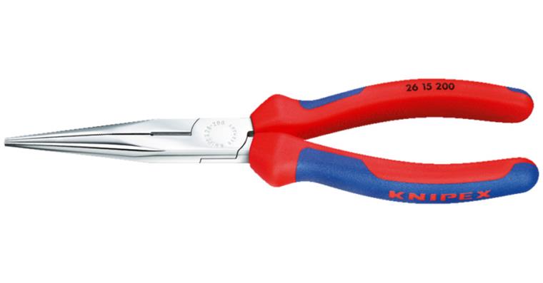 Snipe nose pliers 200 mm straight multi-component covers head chrome-plated