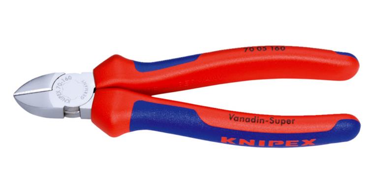 KNIPEX side cutters 180 mm chrome-plated head with two-component handle