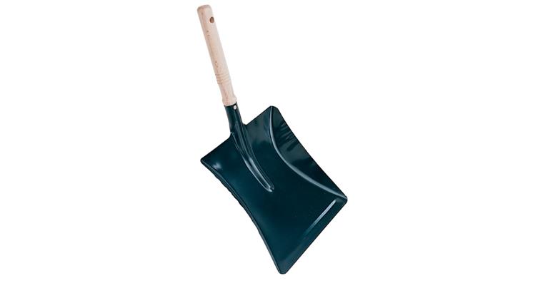 Dustpan sheet steel with wooden handle black painted 220x200 mm