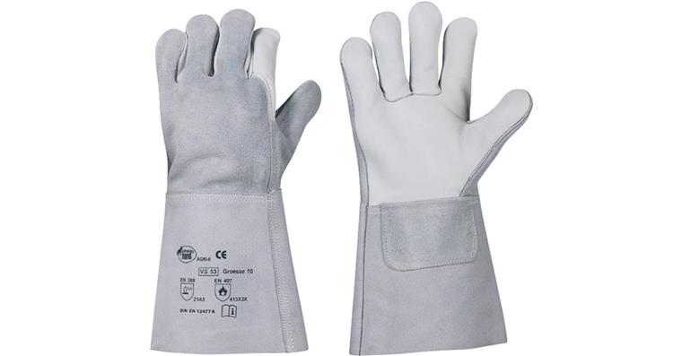 Schweißer-Finger-Handschuh 35 cm lang kombiniert Voll-/Spaltleder Paar CE-Cat.2